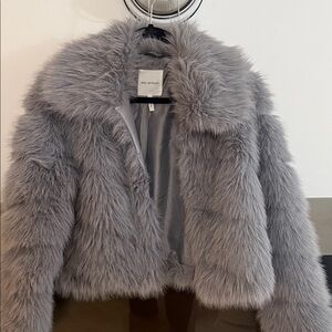 Avec Les Filles Plush Faux Fur Gray Teddy Coat